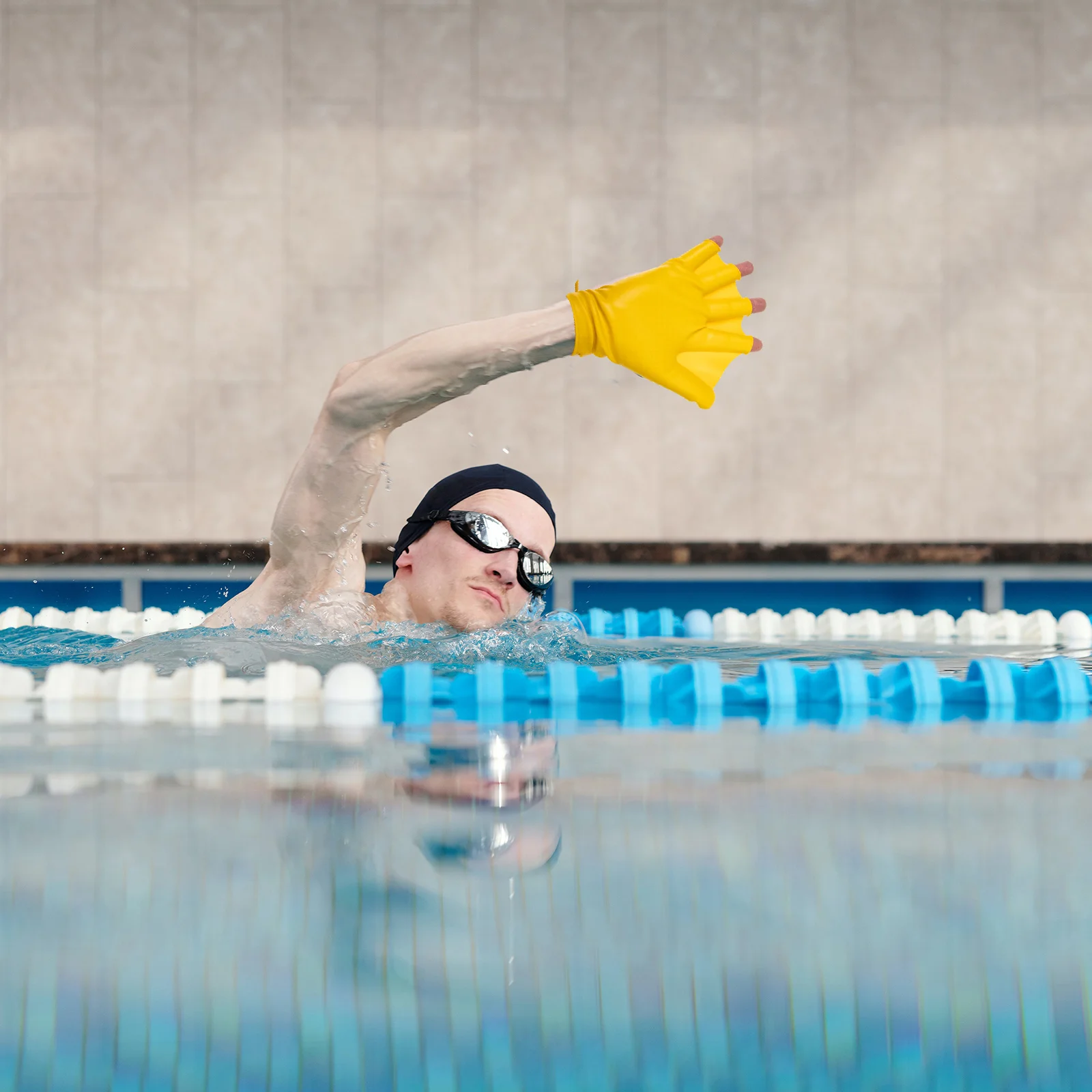 

1 Pair Gloves Silicone Waterproof Resistance For Swimming Diving Surfing Water Resistance Gloves Adjustable Pool Hand Cover