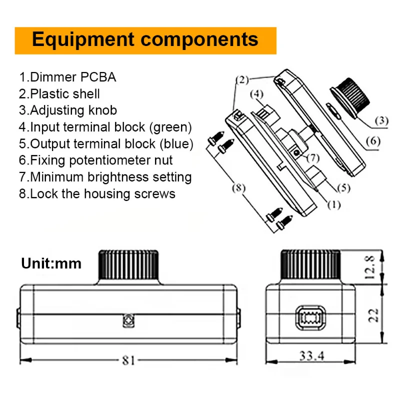 Dimmer LED per lampadina alogena a incandescenza Luci Interruttore Pulsante di illuminazione Controller 220V-240V Dimmerabile regolabile 100W