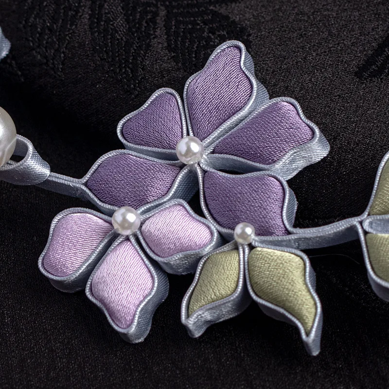 

Пуговица ручной работы для ципао в китайском стиле, жемчужная, с эмалевым цветком, жесткая, для китайского ханьфу и костюма Тан, тканая пуговица