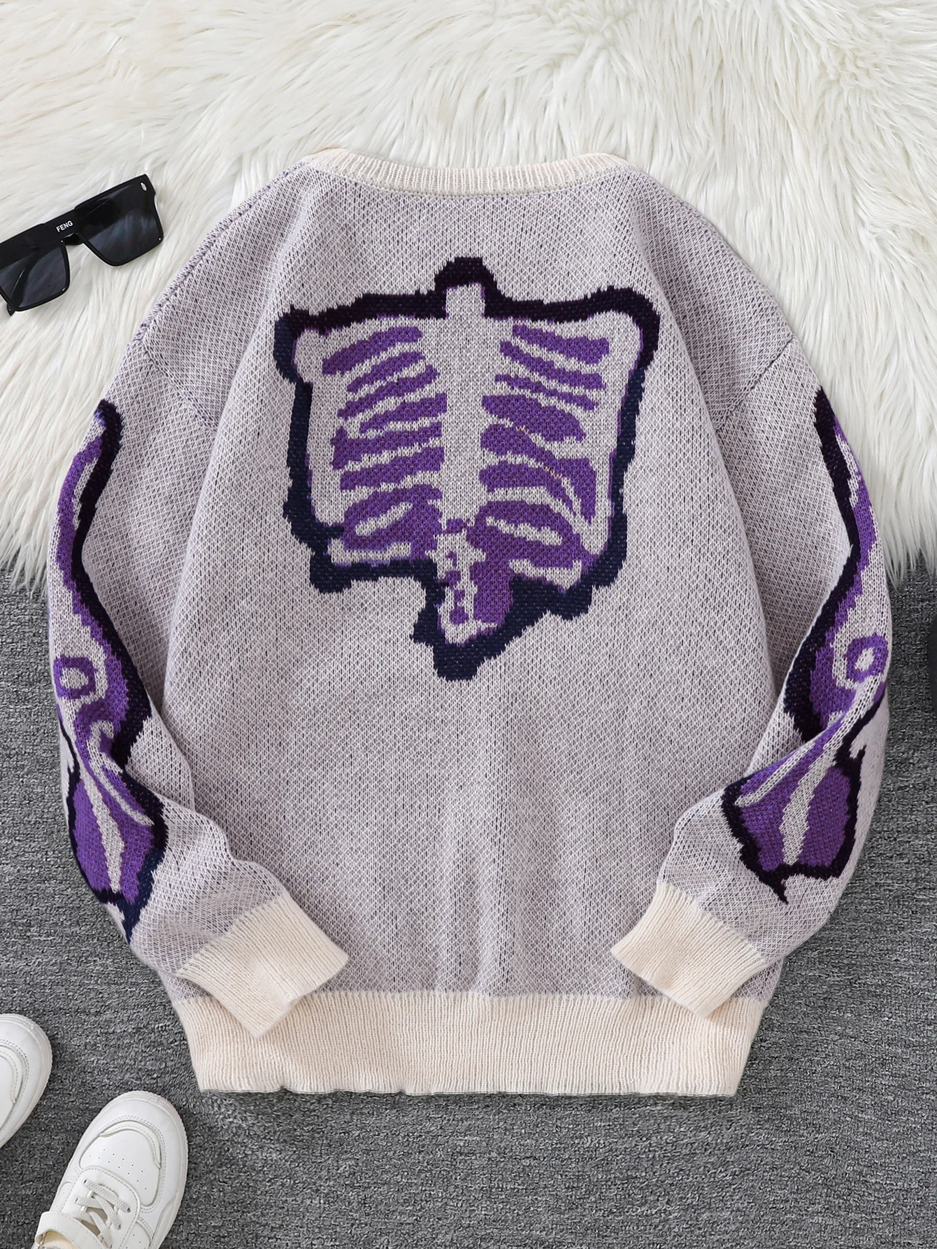 Herbst- und Winter-Pullover mit niedlichem Hundemotiv, doppelseitigem Jacquardmuster, lässiger Rundhals-Strickpullover für Herren, geeignet für den täglichen Gebrauch, Unisex-Oberbekleidung. – Detail 12