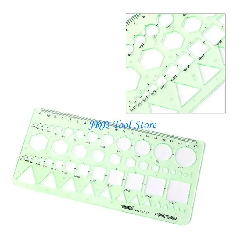 A2UD Plastic Circle Square Hexagon Geometric Template Ruler Stencil Measure Tool NEW
