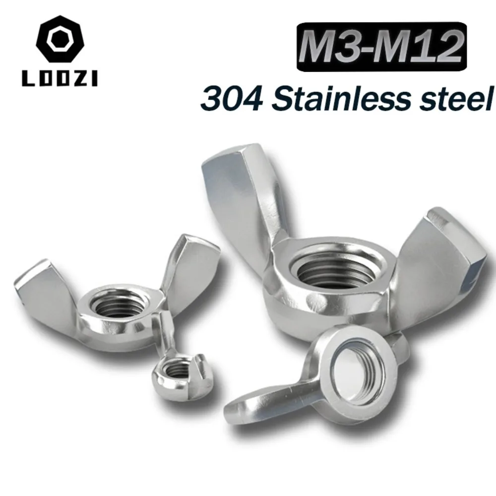 1/10 Stück Flügelmuttern M3 M4 M5 M6 M8 M10 M12 304 Edelstahl Tighten Hand A Mutter Flügelmutter Barren DIN315 Ösenmuttern