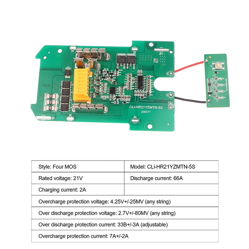 Accessori per l'alimentazione della batteria al litio Scheda di protezione di ricarica PCB 21V 4MOS BMS per CLi-HR21YZMTN-5S
