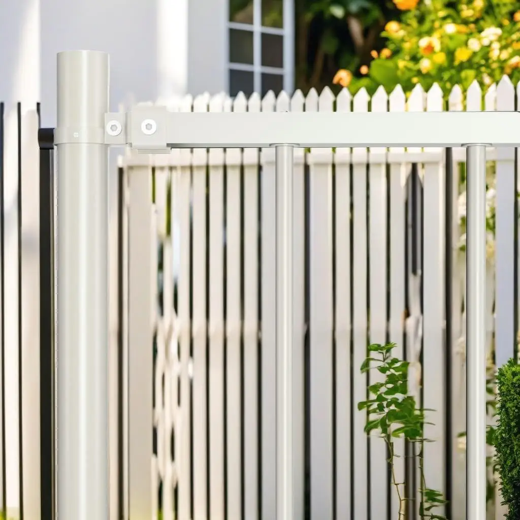 Powder-Coated Steel Fence Panel Set with Posts - 1.7m x 1.25m for White Garden Fencing