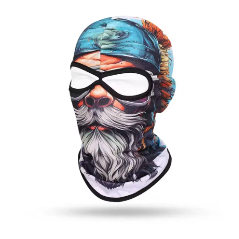 2 Holes Beard Men Balaclava Skull Full Face Cover Breathable Motorcycle Headgear Outdoor Hiking Hunting Cycling Masks Hood Caps