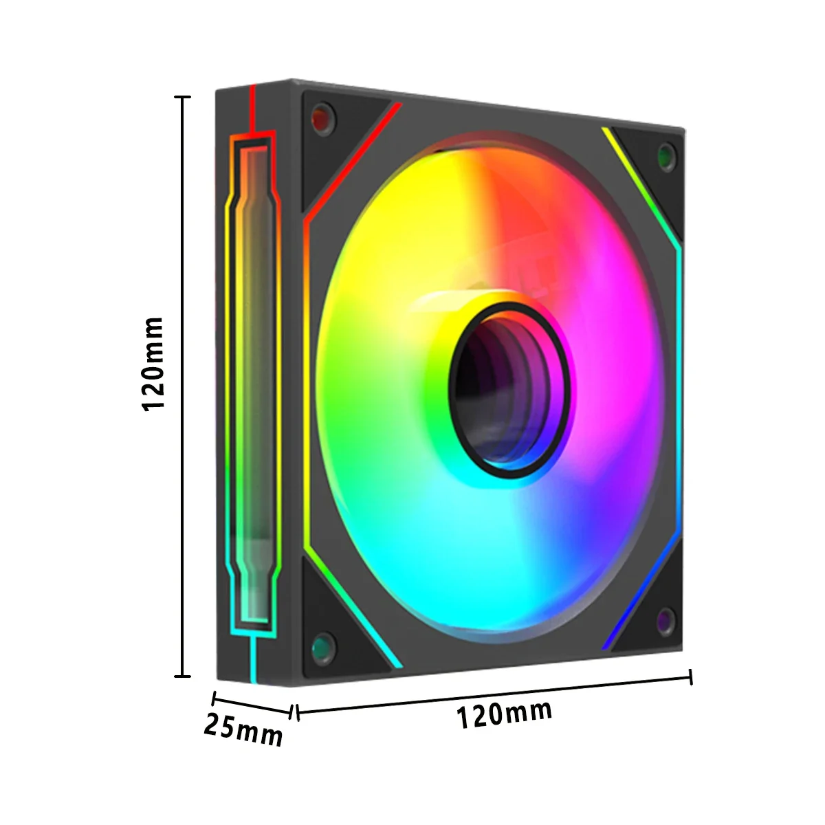 Iwongou Pc Hoes Ventilator Zwart Tegenover Drievoudige Spiegel Circulatie Argb 120Mm 4-Pin Pwm Pc Stille Koelventilator Met Laag Geluidsniveau