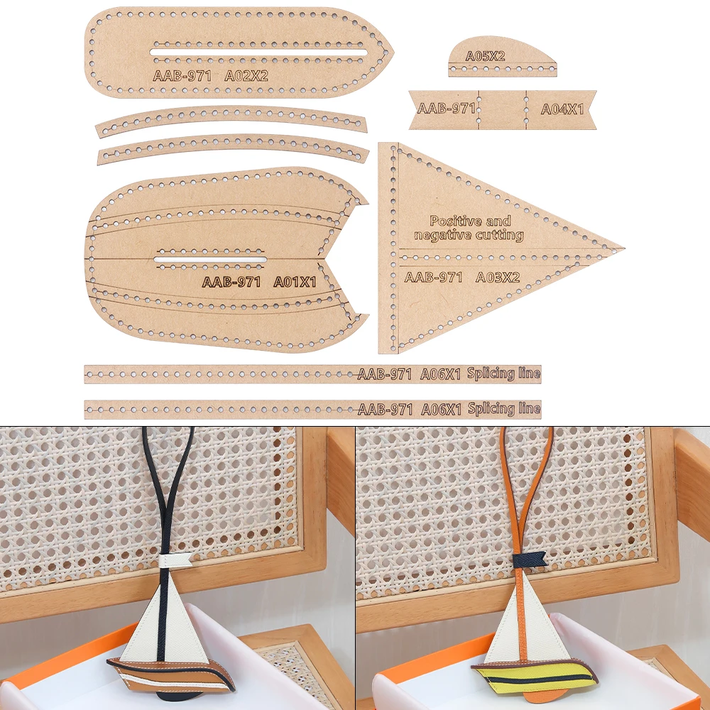 1Set Personalized Sailing Bag Pendants, Accessories - Kraft Paper Template,DIY Leather Handmade Crafts-Sewing Template with Hole