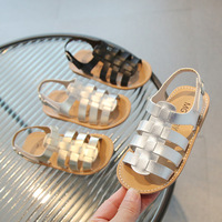 1-6 Years Children Summer Outdoor Beach Shoes Girls Princess Knitted Open Toed Sandals Gold, Silver, Black