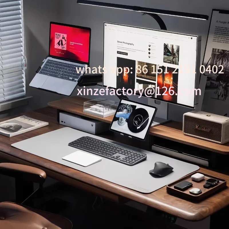 

Customizable Walnut Wood Computer Desks Laptop Riser Shelf with Storage Office Home Workspace Organizer Stylish Monitor Stand fo