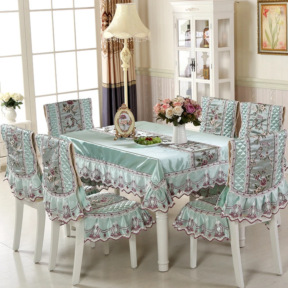 

High Quality Tablecloths with Chair Covers Mats Embroidered Tablecloth For Table Wedding Home Coffee Table Cloth Cover AS