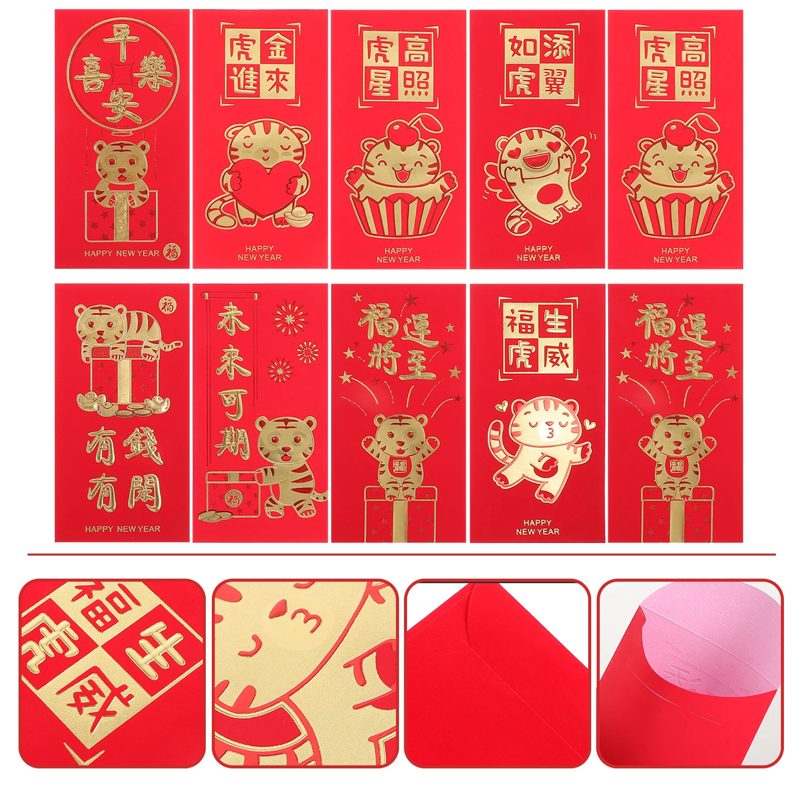 

48Pcs Traditional Red Pockets Money Packets for Holiday Parties Festive Decor Red Envelopes Money Packets