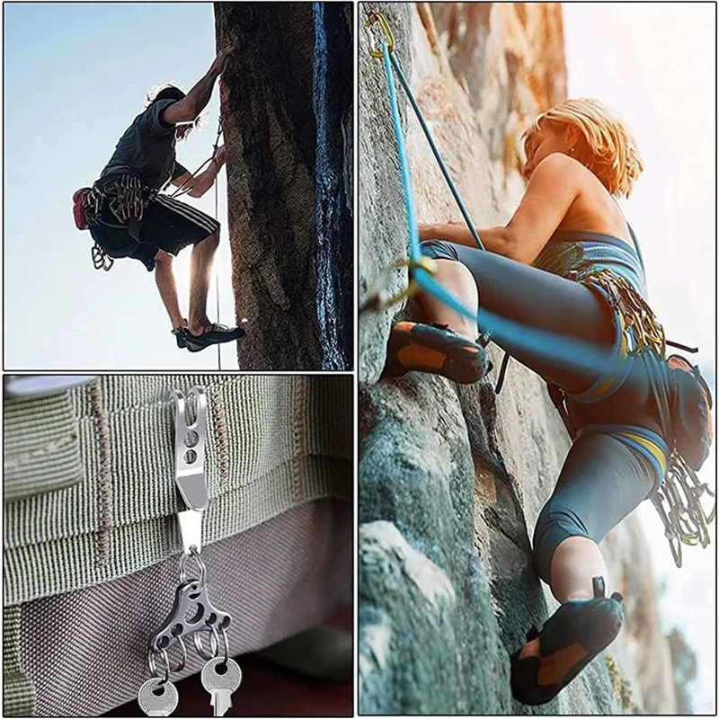 

A7THK-25X Multi-Purpose Clip Keychains Suspension Clip Tool With Carabiner Perfect For Hanging EDC Tools, Flashlights Etc.