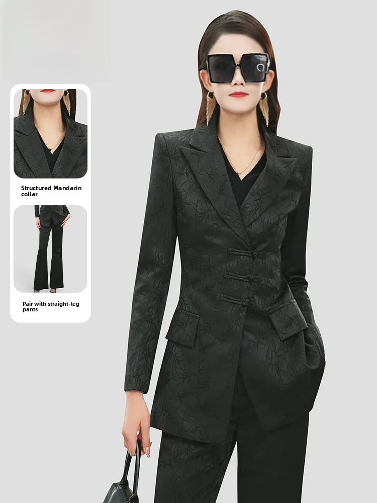

Bla Suit Set Women's Small Size Spring 2024 Casual Elegance Sle Profional Suit Jaet Commute Sle Slim Fit Polyester