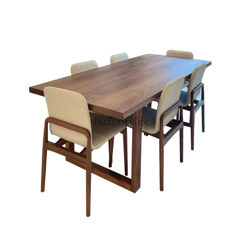

ls 04 North American black walnut dining table Nordic modern thick board large board table designer