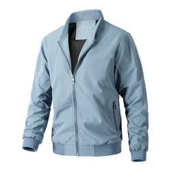 Men's Bomber Jacket Spring Autumn Fashion Business Casual Streetwear Simple Windbreaker British Style Male Coat