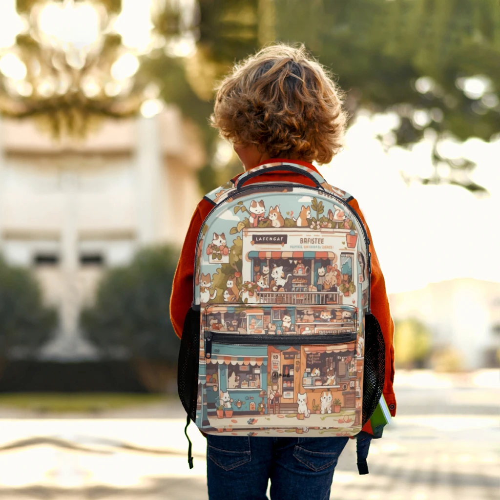 Schattige Kat Nieuwe Vrouwelijke Mode Kids Hoge Capaciteit Waterdichte College Rugzak Trendy Meisjes Laptop Schooltassen 17Inch ﻿ ﻿