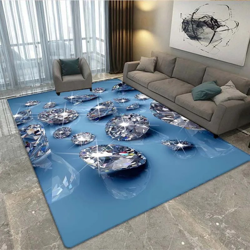 Art Diamond Print Carpet Living Room Bedroom Decoration Bathroom Entrance Kitchen Anti-Slip Carpet Yoga Door Mat Home Decoration