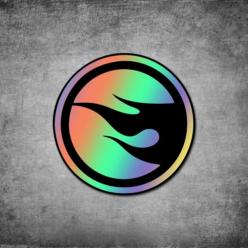 1PC Holographic Circular Logo Sticker, Iridescent Waterproof Vinyl Decal for Car Motorcycle Fuel Tank DIY Exterior Decor
