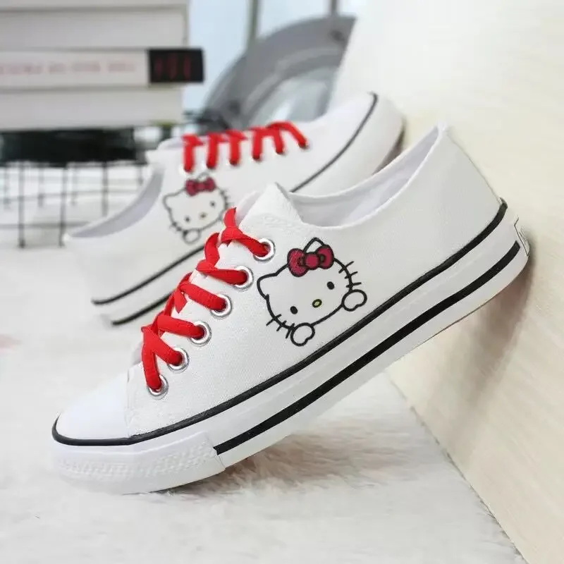 Hello Kitty Low Top Unisex Classic Shallow Canvas Shoes Lolita Shoes Students Skateboarding Shoes Korean Versatile Casual Shoes