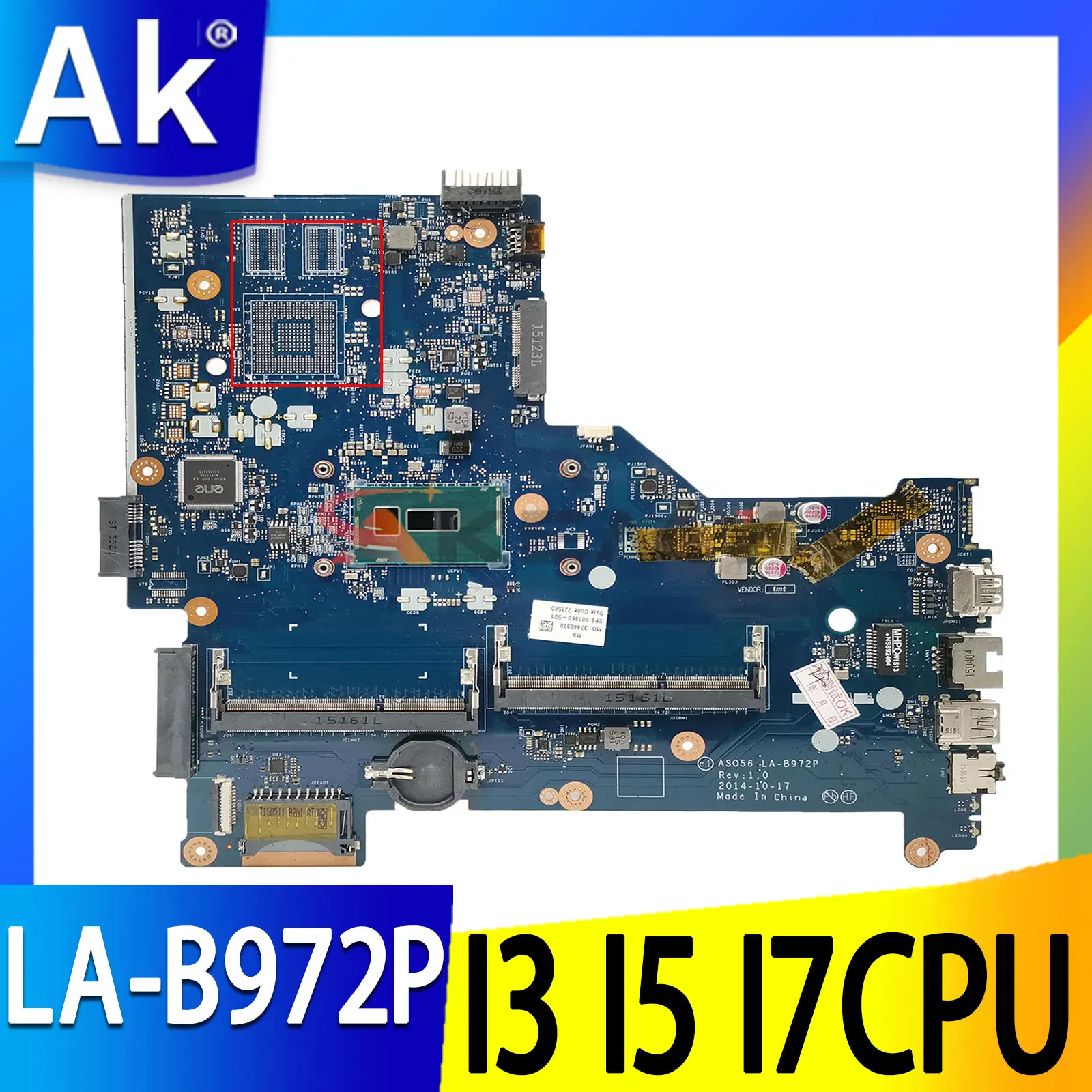 

For HP Pavilion 15-R 250 G3 Laptop Motherboard LA-B972P With i5-5200U CPU 791454-501 100% Tested OK
