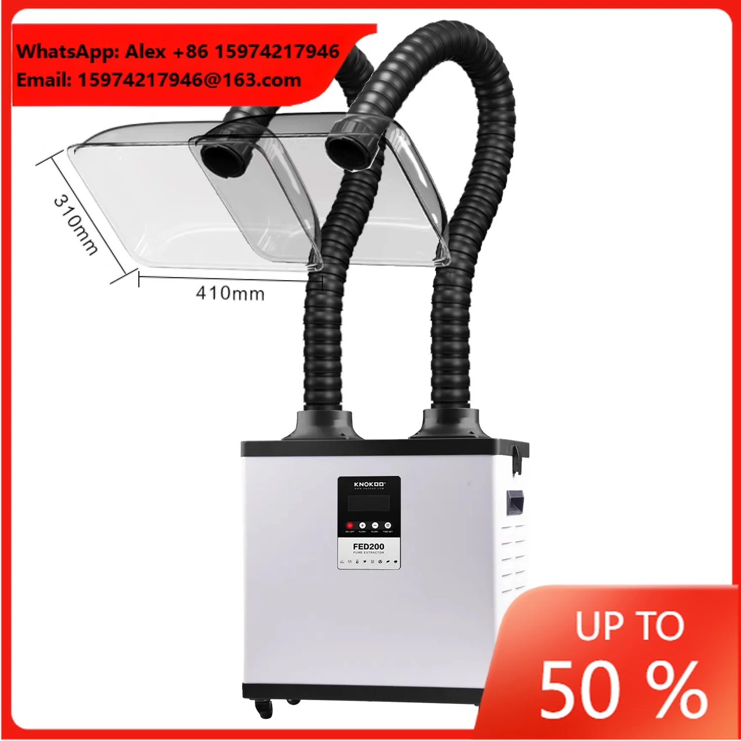 KNOKOO 210W 220V/110V Solder Fume Extractor Laser FED200 Welding Smoke Absorber 99.99% Filter Efficiency Beauty Nail Salon