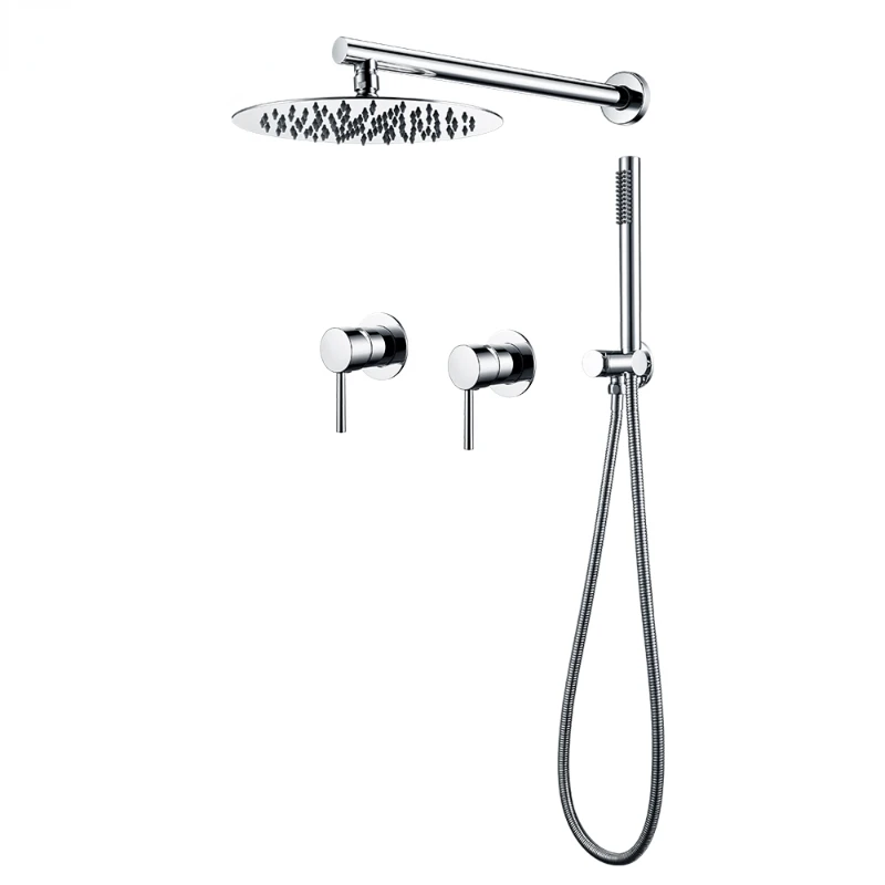 Shower Set Wall Mounted Shower Faucet Mixer 8/10/12 Inch Rain Head Set Rainfall Concealed Shower System