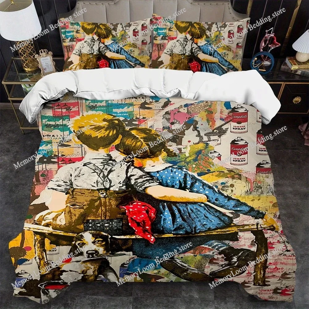 

French artists Mr Brainwash Duvet Cover Set Home Style Bedding Soft Laundry Cotton Bed Student Dormitory Gift Home Textile963