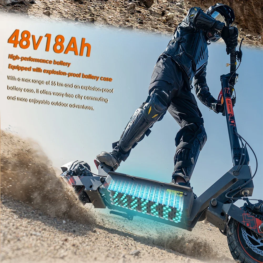 بطارية Kukirin G2 Ultra Trottinette électrique قابلة للطرق 1600 وات moteur 48 فولت 18 أمبير في الساعة 10 بوصة هوائية 50 كم/ساعة vitesse 55 كجم