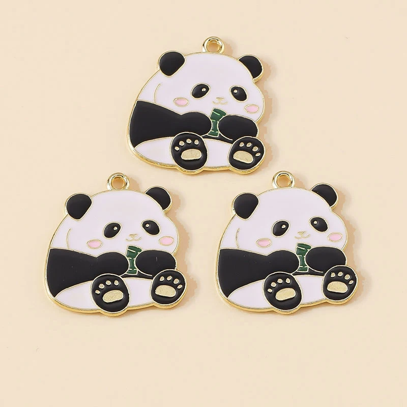 Leslie 10 Stück niedliche Tier-Cartoon-Anhänger mit großen Pandas für Halsketten, Armbänder, Ohrringe, Anhänger, DIY-Schmuckherstellungszubehör – Detail 3