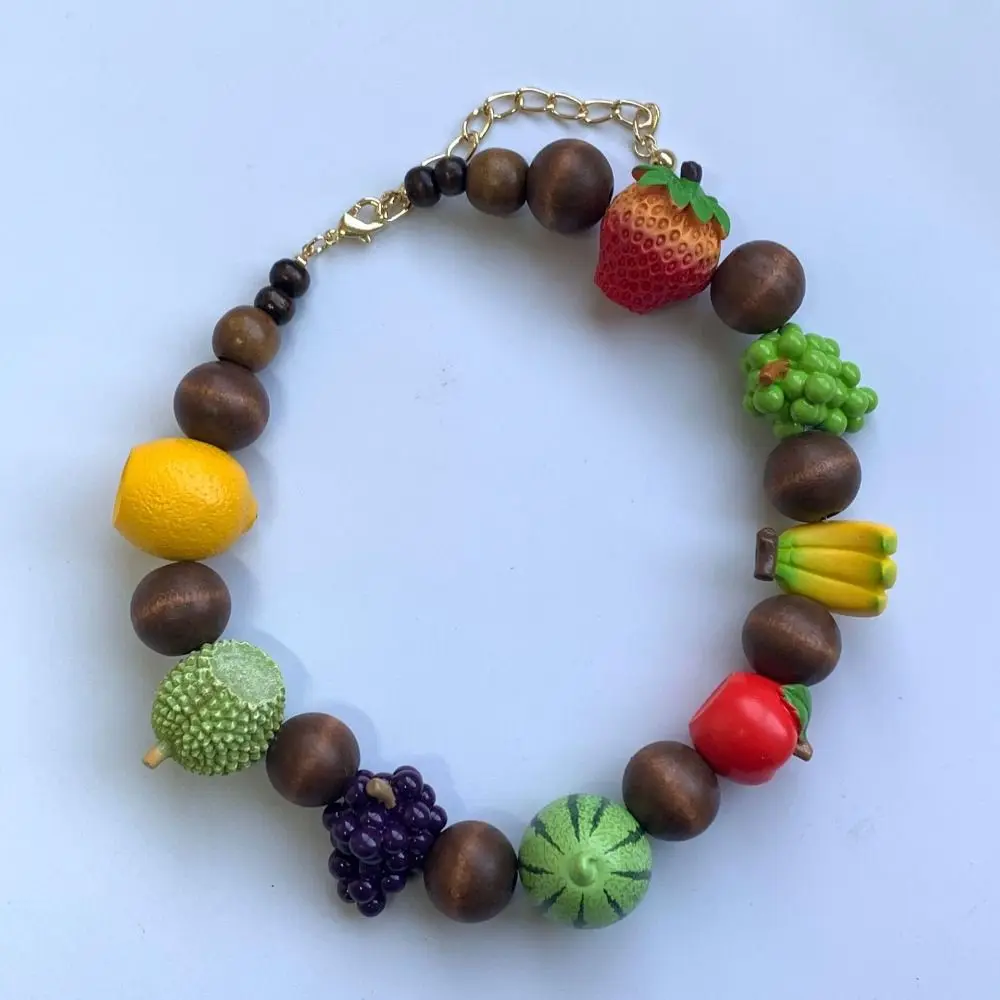 

Handmade Fresh Fruit Necklace Korean Style Minority Design Wooden Bead Necklace Jewelry Accessories Eye-catching