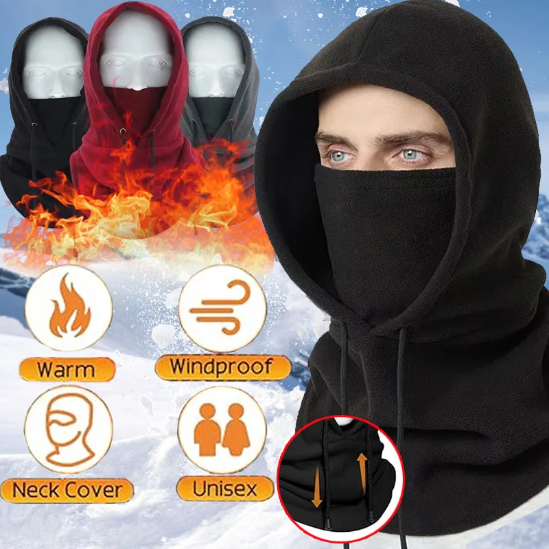 

Outdoor Winter Thermal Fleece Balaclava Scarf Ski Face Mask Neck Warmer Snood Hood Hats Windproof Cold Warm Riding Caps Sports