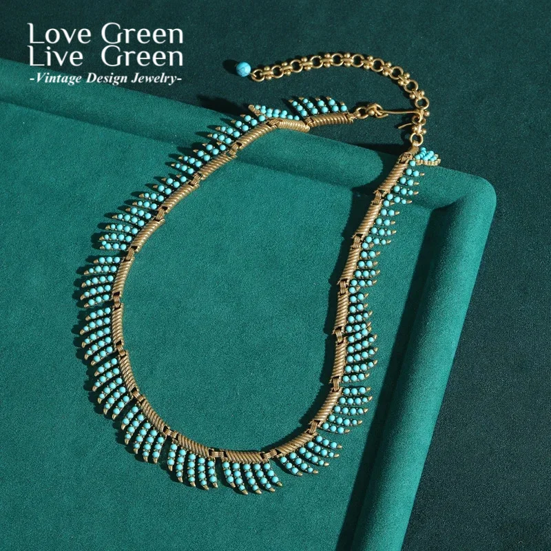 

Богемные ювелирные изделия, винтажное ожерелье с синими бусинами, женское африканское свадебное колье, воротник, аксессуары, золотой цвет, лист, 2025 г., трендовая новинка