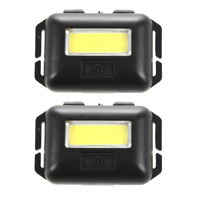 2X Cob LED Mini Head Light Lamp Headlight 3 Modes Rainproof Head Torch Flashlight Head For Outdoor Camping Fishing Black-AT35