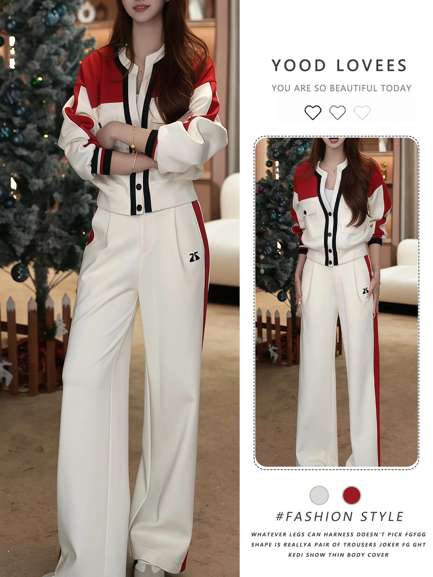 

Fashionable Sporty Short Sleeve round Neck Two-Piece Set for Women Spring Autumn Stylish Casual Jacket And Straight Leg Pants