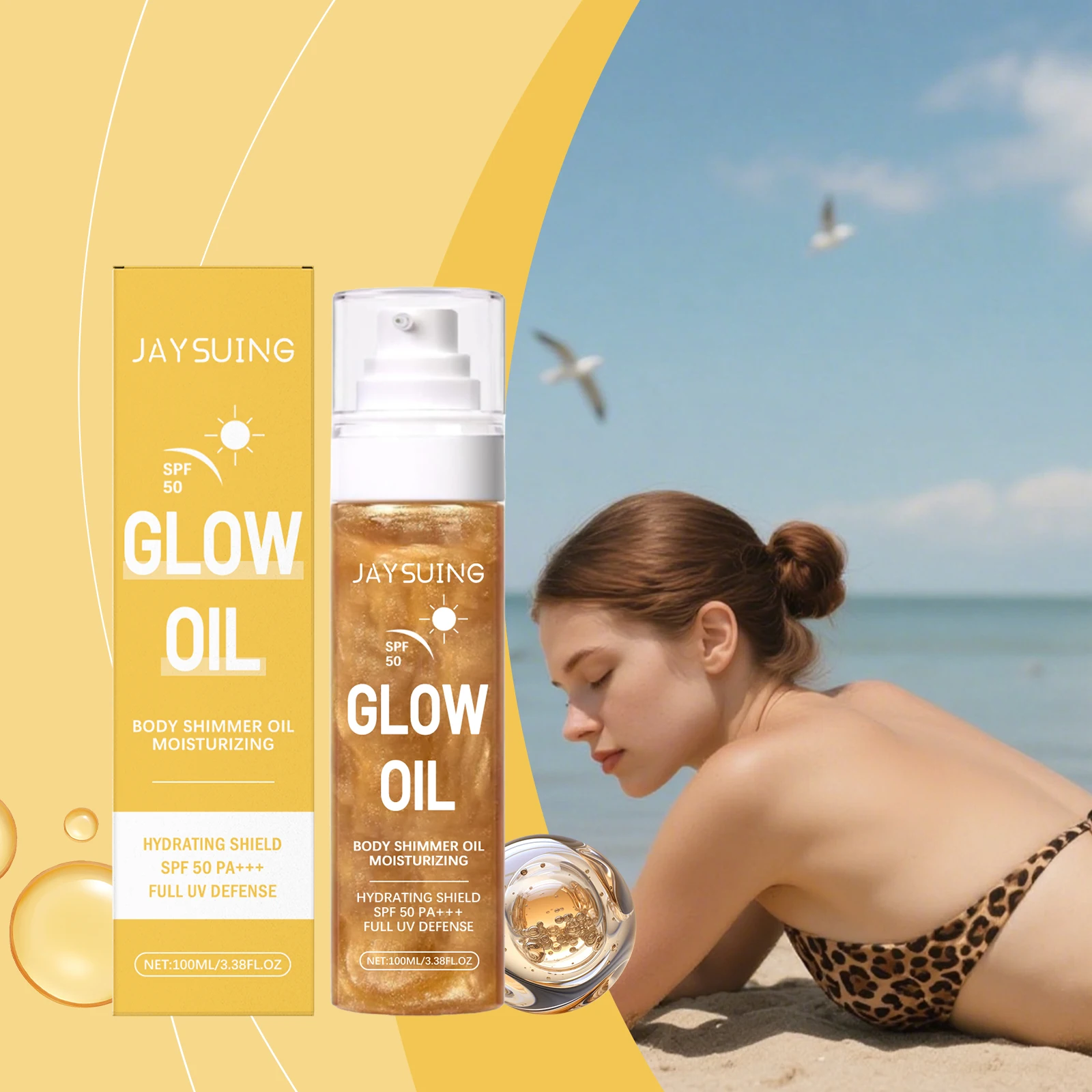 

Coconut Shimmer Protective Oil - Summer Outdoor Use, Refreshing Non-Greasy, Lightweight Moisturizing, Delivers Glowing Skin