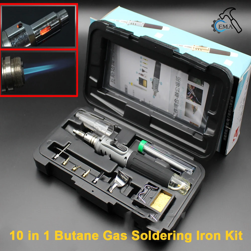 10 in 1 Butane Gas Soldering Iron Kit Automatic Ignition Welding Torch Tools Portable Electric Soldering Irons Gas Torch Pen Set