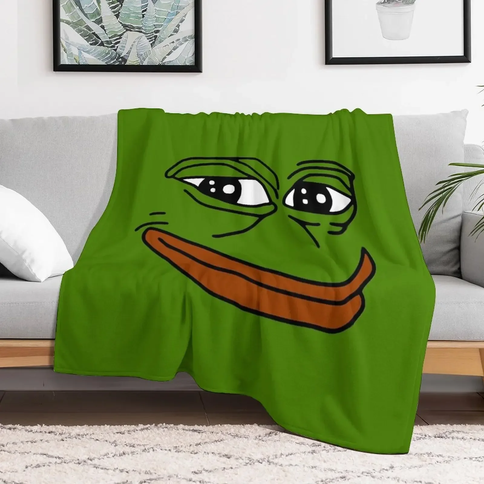 Pepe The Frog Face Throw Blanket Camping valentine gift ideas Furry Blankets