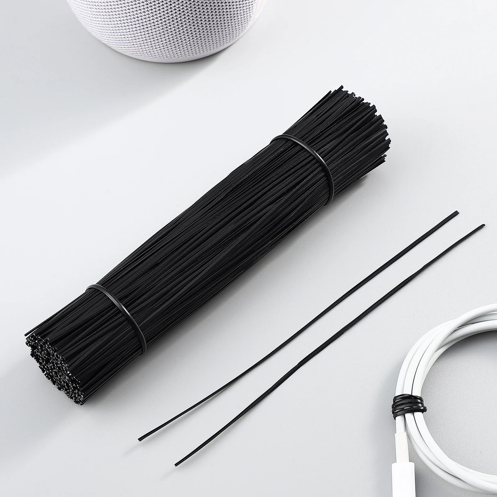 

500Pcs Garden Wire Ties Heavy Duty Flexible Data Cable Organizer Ties for Cord Power Printer Wire Wraps Black 15cm