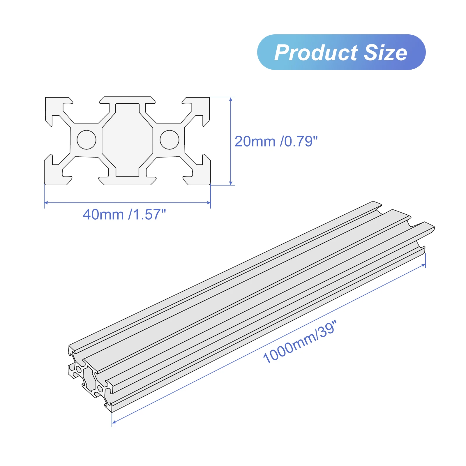 2/5Pcs V Slot 2040 Aluminum Extrusion European Standard 400-1500mm Length Anodized Rail Black for CNC DIY 3D Printer Industrial