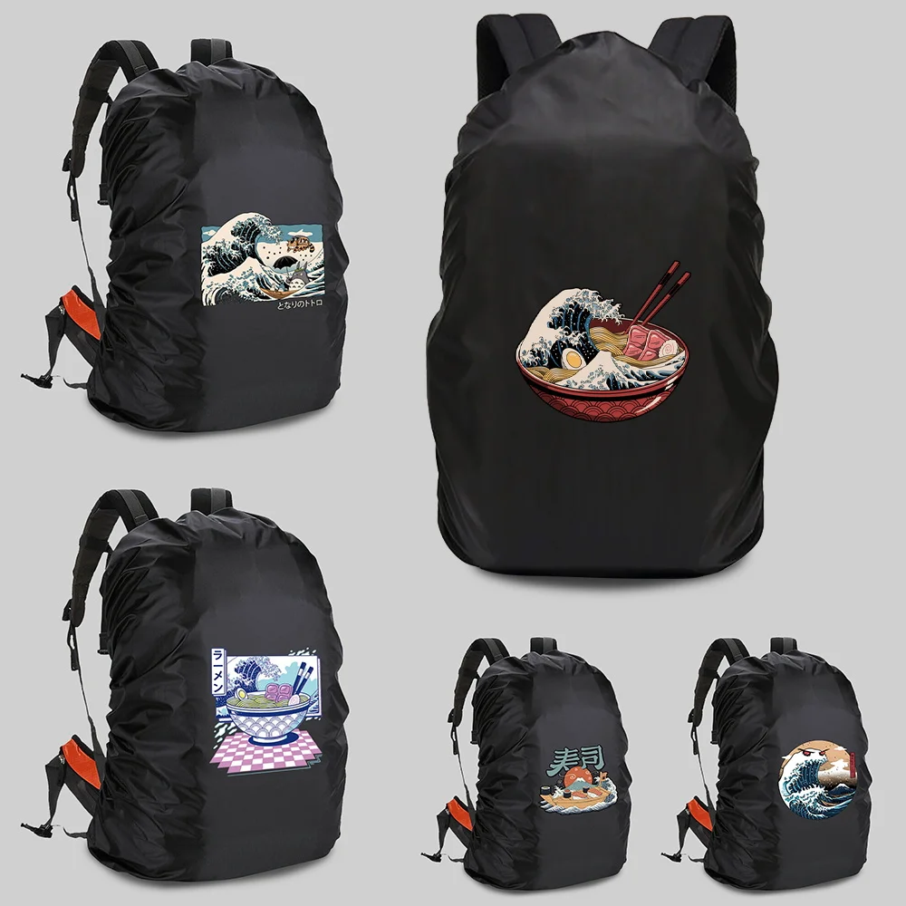 

Backpack Cover Rainproof 20-70L Camping Waterproof Dust Outdoor Climbing Portable Ultralight Travel Sport Bags Cover Wave Print