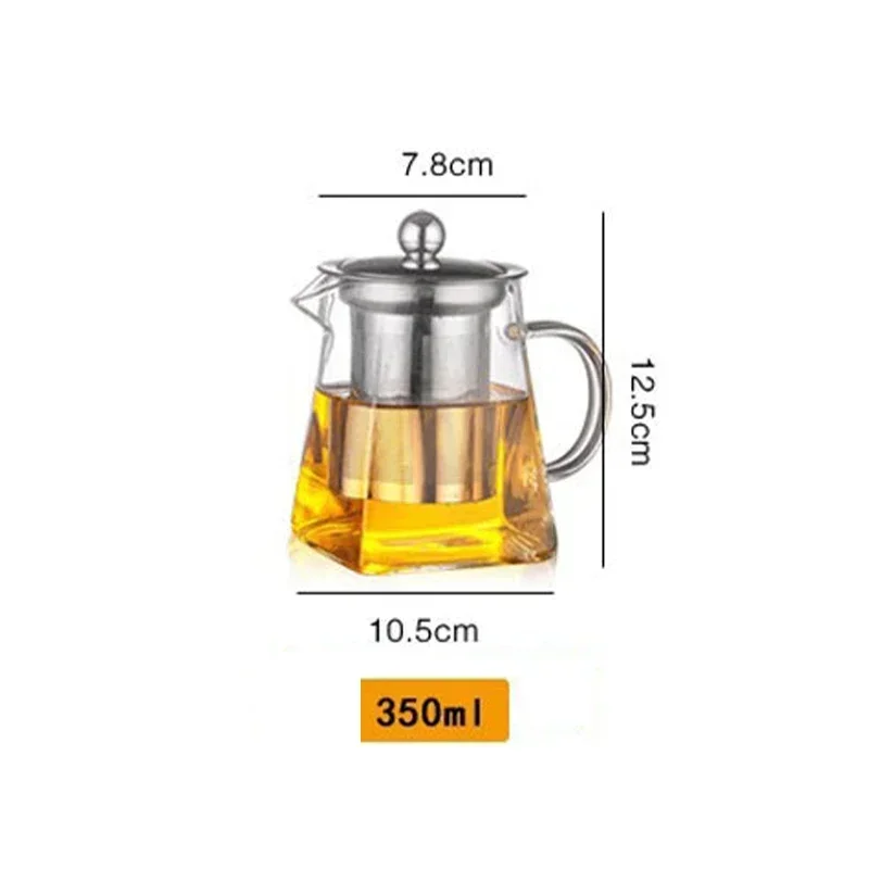 Glass Teapot with Stainless Steel Infuer Heat Resistant Tea Kettle for Induction Cooker 350/550/750ml Kung Fu Glass Teaware