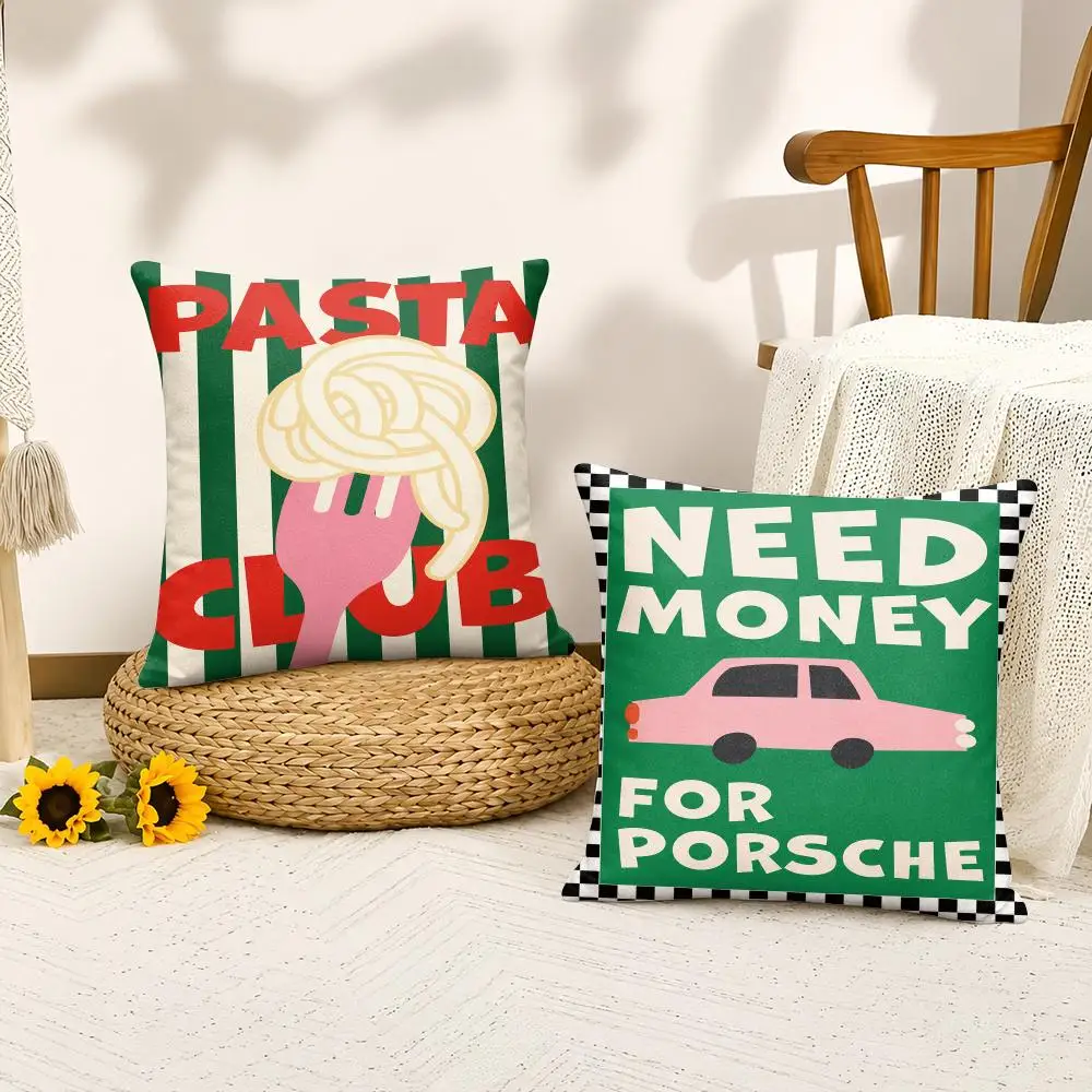 Fun Quote Wall Prints Cushion Cover Silky Short Plush Invisible Zipper Dustproof Sofa Pillow Case For Home Decor