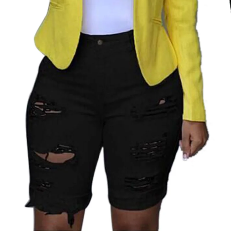 Pantaloncini di Jeans da donna Jeans con foro distrutto pantaloni Casual estivi di moda corti per le donne pantaloncini a vita alta strappati Femme Pantalones
