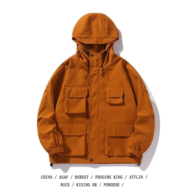 

Мужская повседневная модная универсальная куртка с капюшоном для работы, осень 2024, ветрозащитная, из полиэфирного волокна, с длинными рукавами, для исследований в Тибете