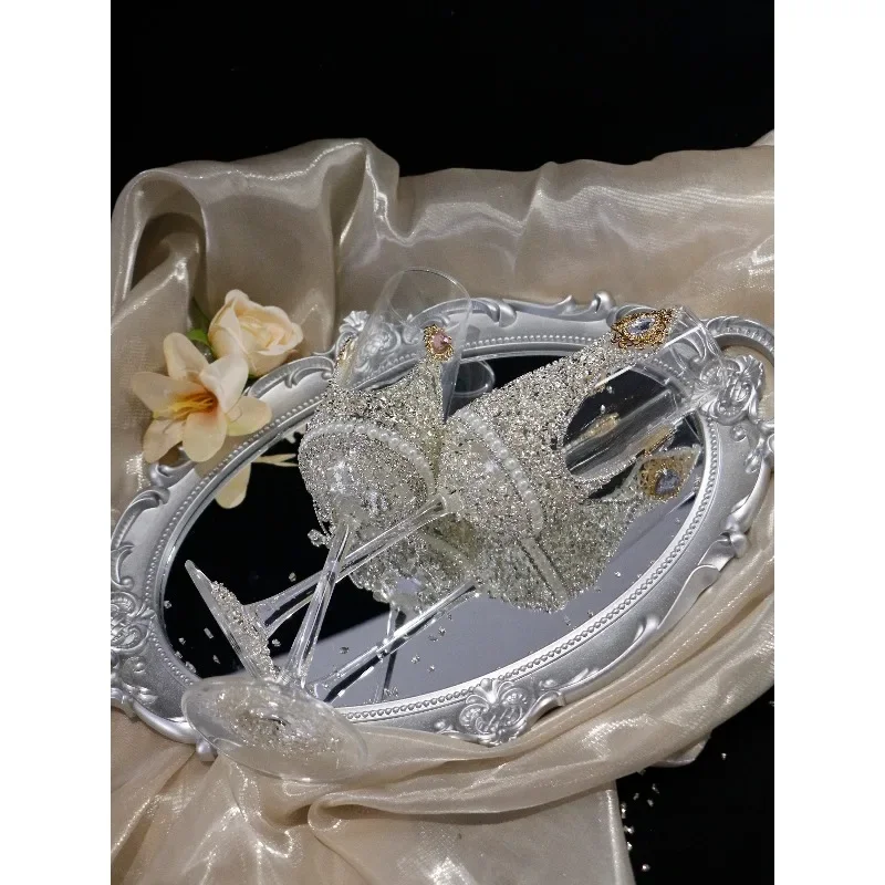 Crown toast cup handmade sparkling crystal broken diamond champagne cup wedding gift for girlfriends handmade DIY materials