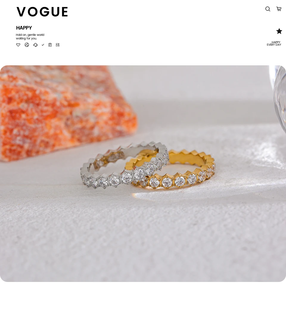 Yhpup Exquisiter weißer Zirkonia Bling Edelstahl Klassisch Dünn Schicker Ring Luxus Verlobung Hochzeit Modeschmuck Geschenk – Detail 7