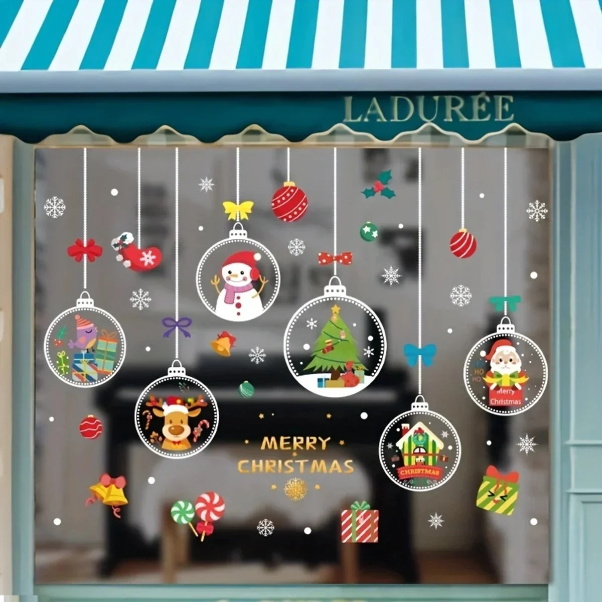 1PC -2024 Merry Christmas Glass Window Stickers Santa Snowflake Elk Tree Snowman Decals Sticker Christmas Decorations For Home