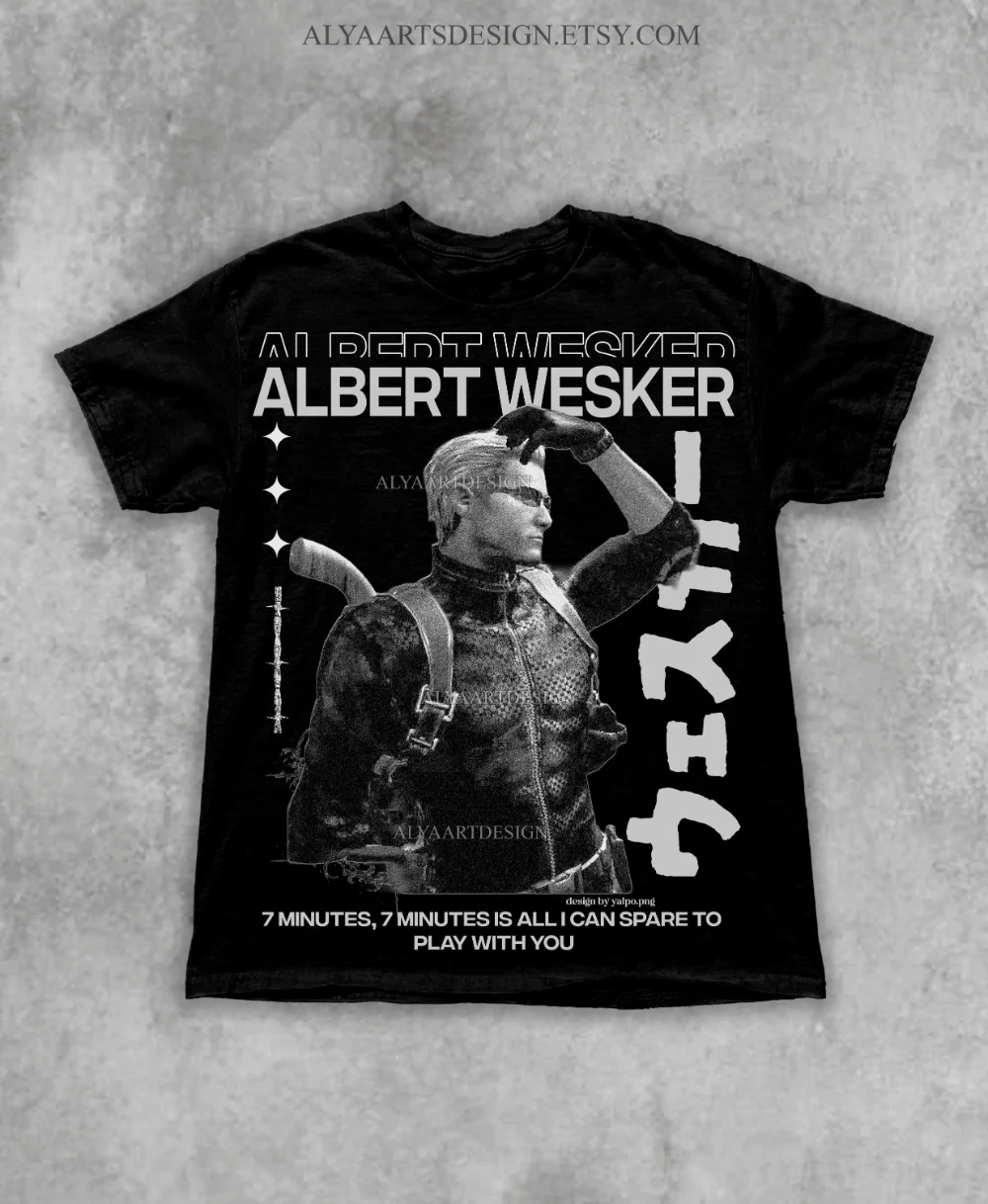 Albert Wesker T-Shirt: T-Shirt im Retro-Stil, Biohazard T-Shirt im Y2K-Stil, Amateur-T-Shirt, lässige Streetwear – Detail 3