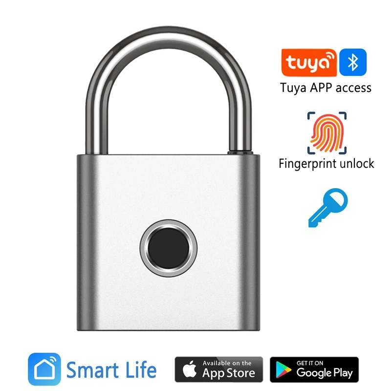 Bigger Strong Tuya APP Fingerprint Padlock P50 Portable Biometric Smart Padlock USB Charging For Locker Luggage Gym