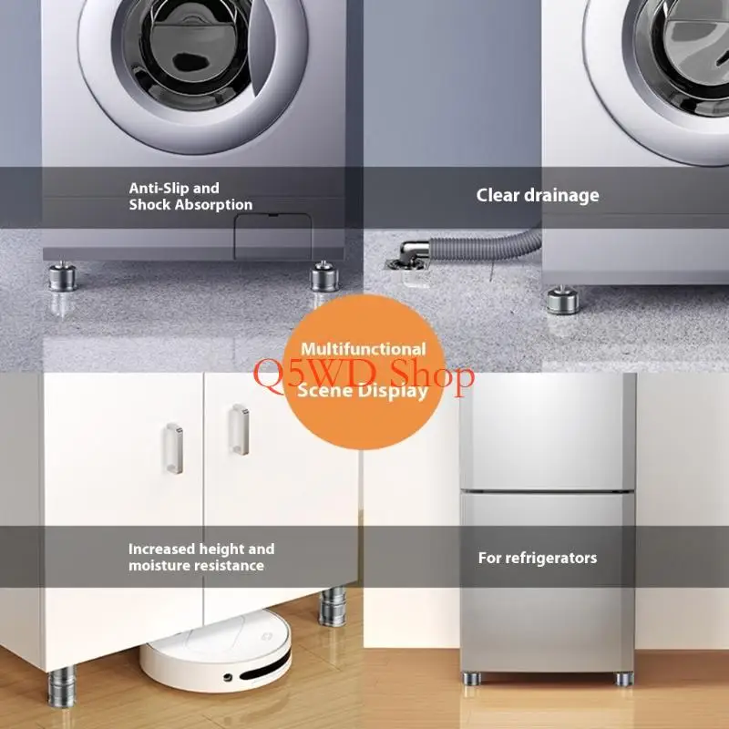 Q5WD 4Pcs Washer Leveling Pad Sofa Table Heightening Pad Floor Protectors Nonslip Furniture Pad Washing Machine Feet